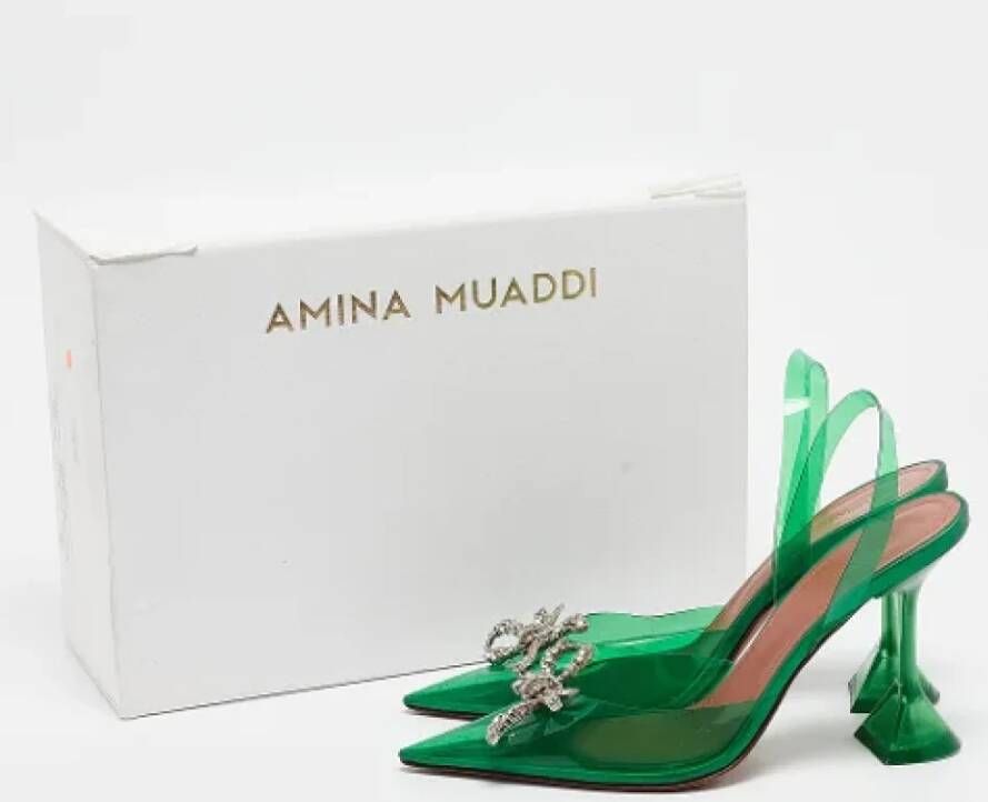 Amina Muaddi Pre-owned Fabric heels Green Dames