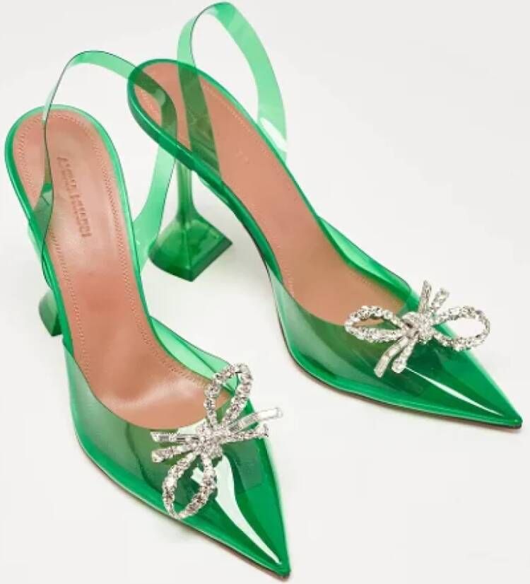 Amina Muaddi Pre-owned Fabric heels Green Dames