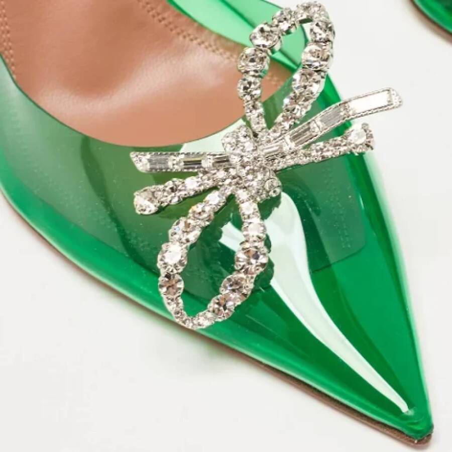 Amina Muaddi Pre-owned Fabric heels Green Dames