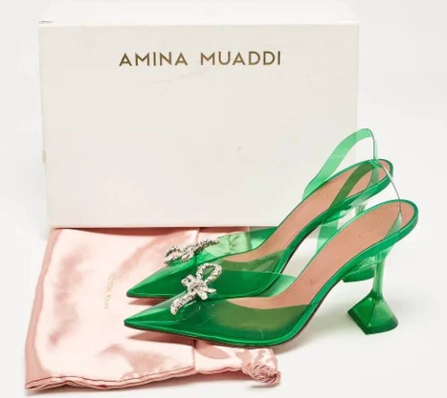 Amina Muaddi Pre-owned Fabric heels Green Dames