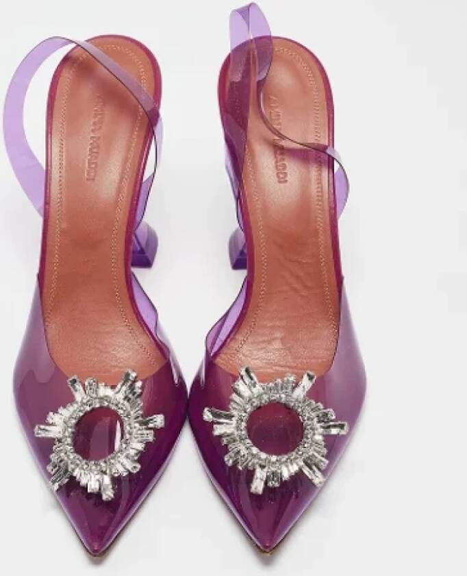 Amina Muaddi Pre-owned Fabric heels Purple Dames