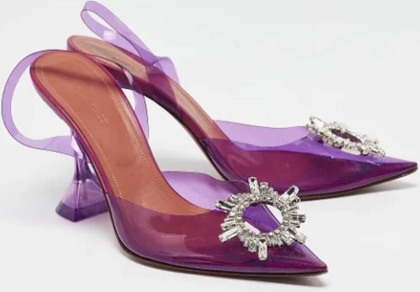 Amina Muaddi Pre-owned Fabric heels Purple Dames