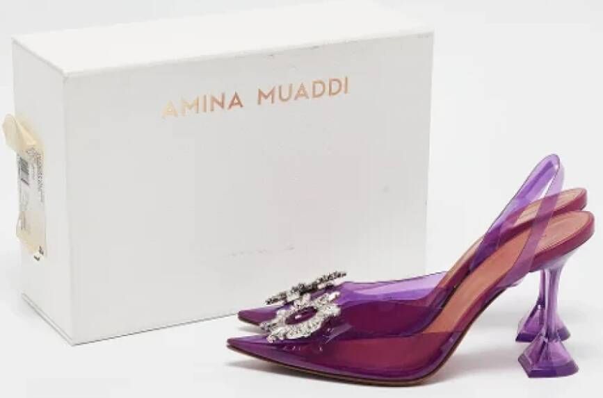 Amina Muaddi Pre-owned Fabric heels Purple Dames