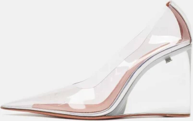 Amina Muaddi Pre-owned Fabric heels White Dames