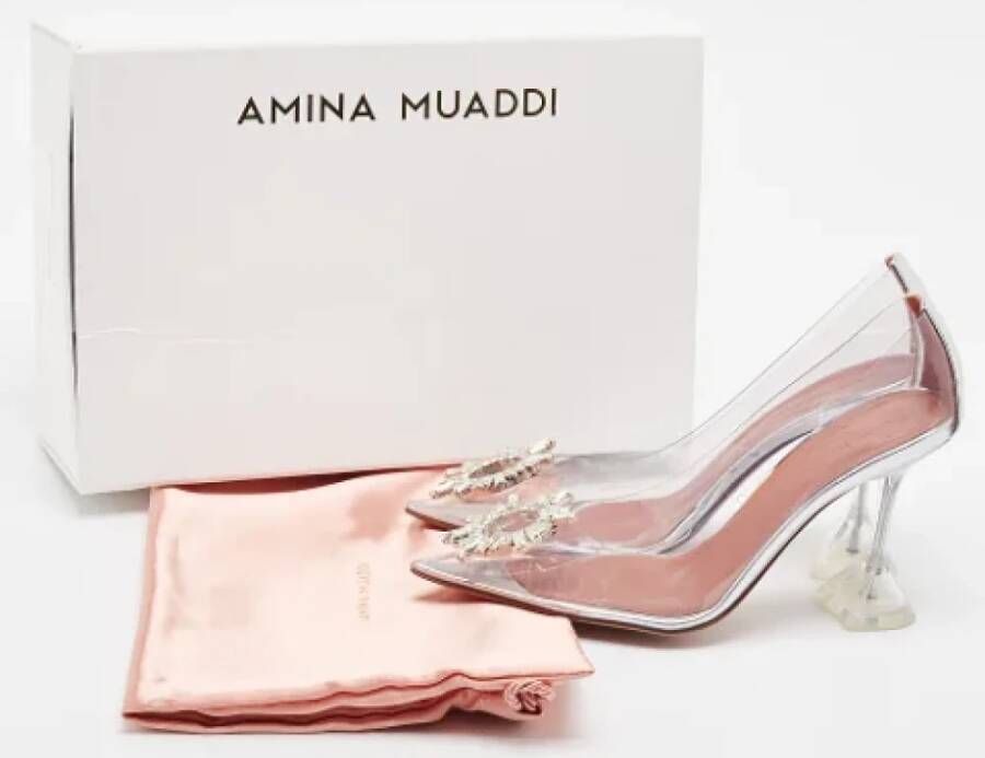 Amina Muaddi Pre-owned Fabric heels White Dames