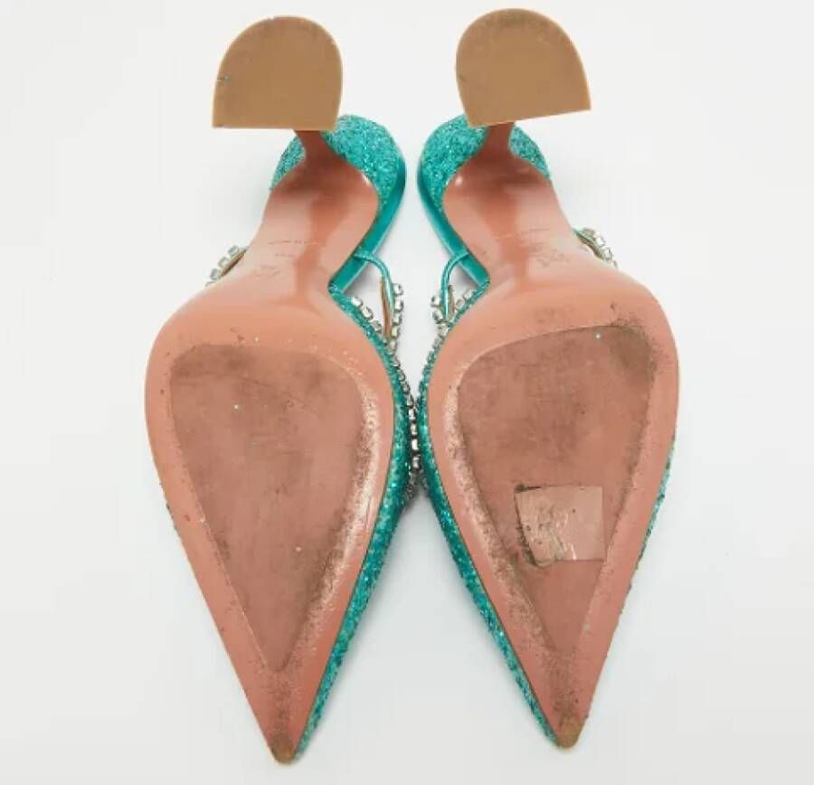 Amina Muaddi Pre-owned Fabric mules Green Dames