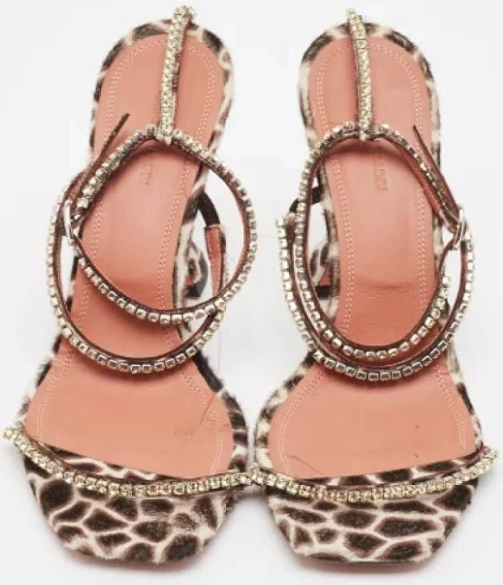 Amina Muaddi Pre-owned Fabric sandals Brown Dames