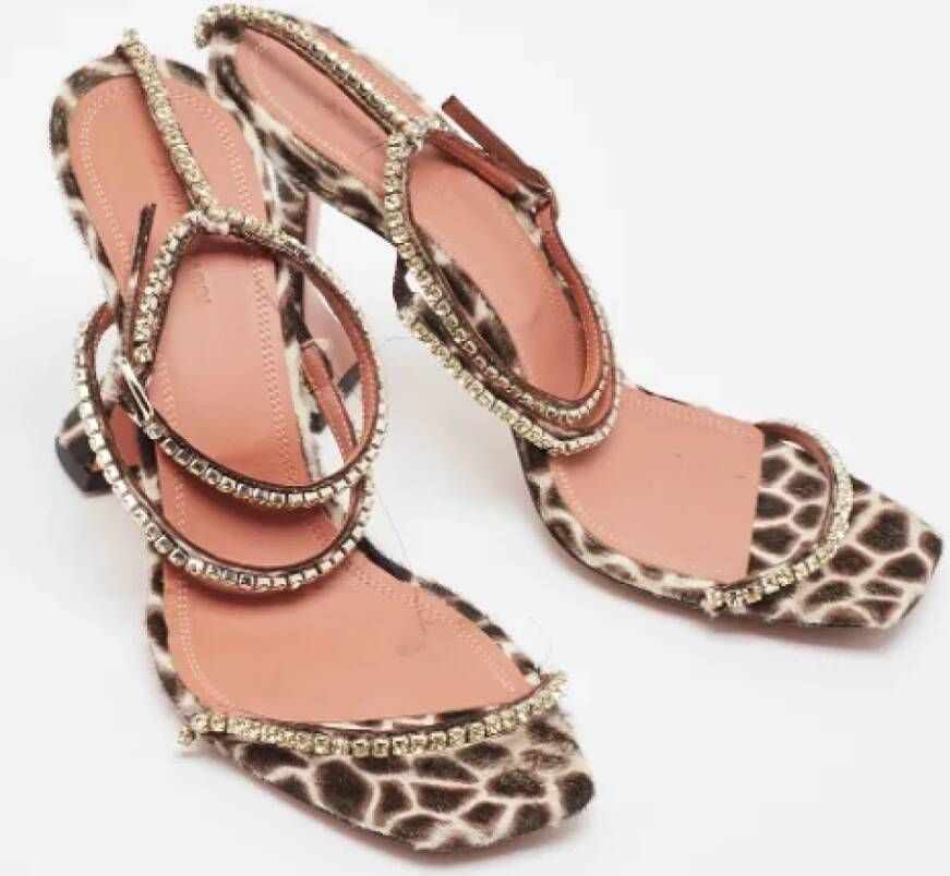 Amina Muaddi Pre-owned Fabric sandals Brown Dames