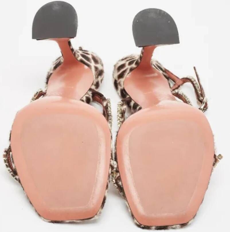 Amina Muaddi Pre-owned Fabric sandals Brown Dames