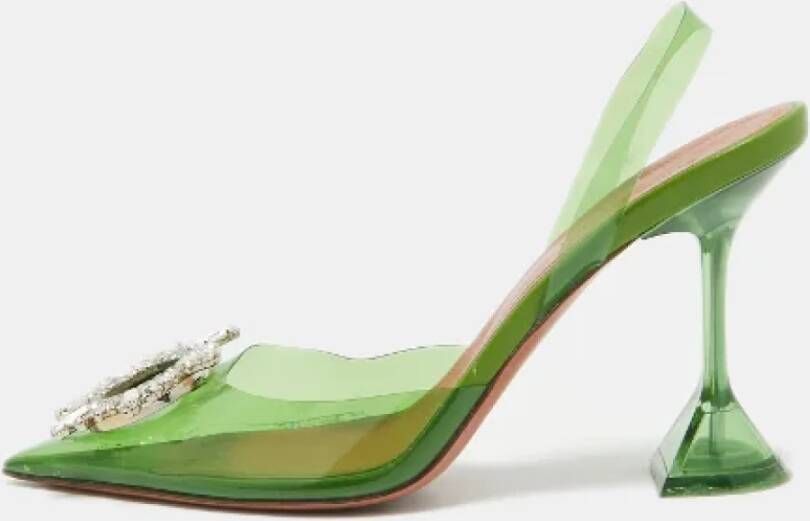 Amina Muaddi Pre-owned Fabric sandals Green Dames