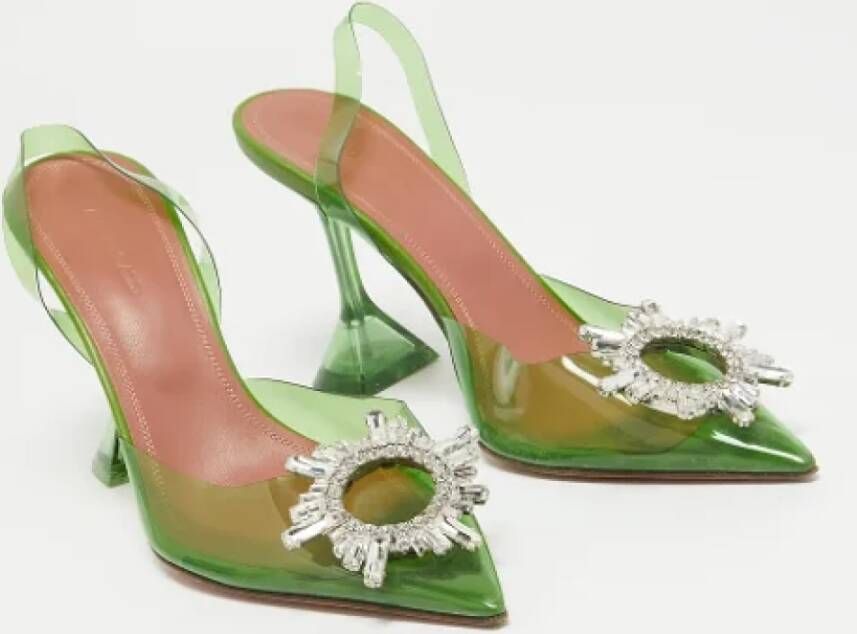 Amina Muaddi Pre-owned Fabric sandals Green Dames