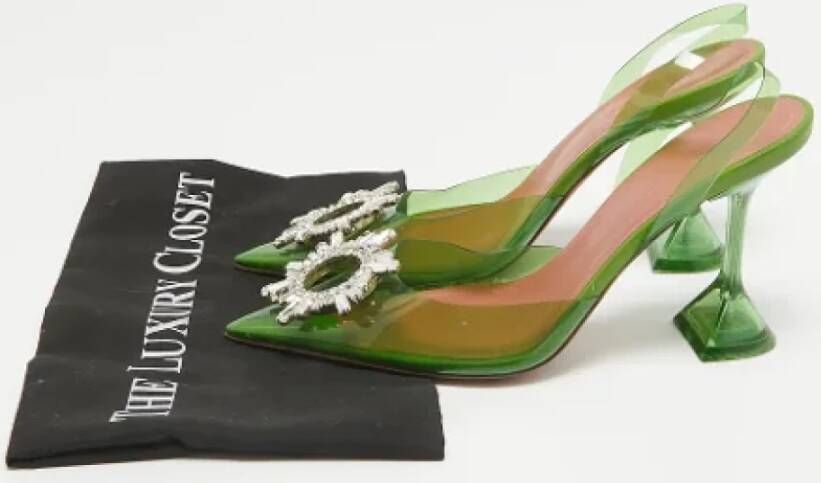 Amina Muaddi Pre-owned Fabric sandals Green Dames