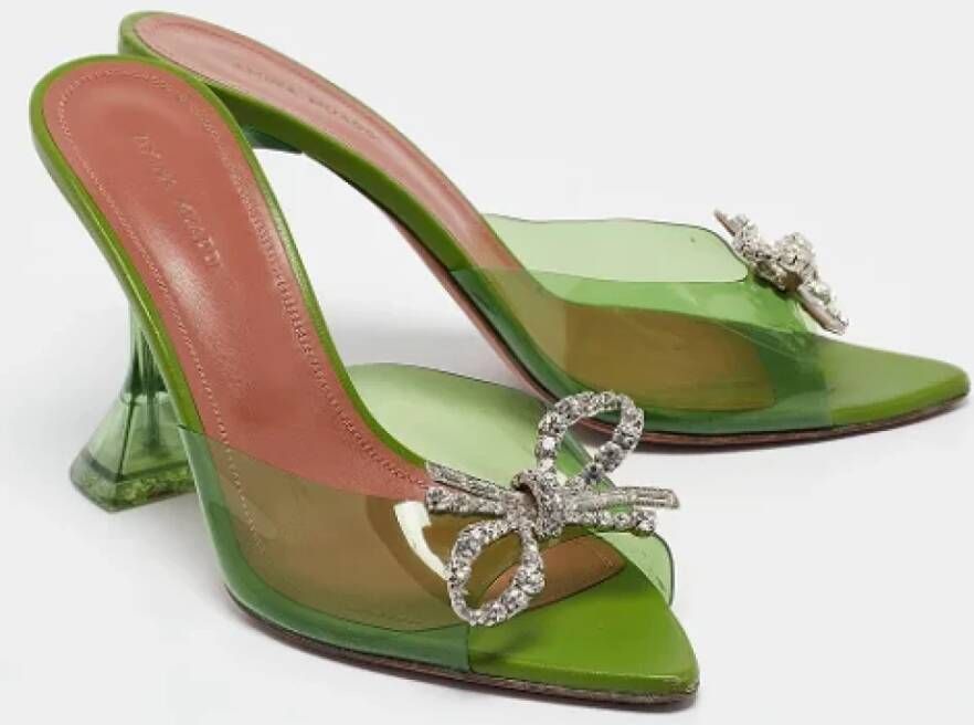 Amina Muaddi Pre-owned Fabric sandals Green Dames