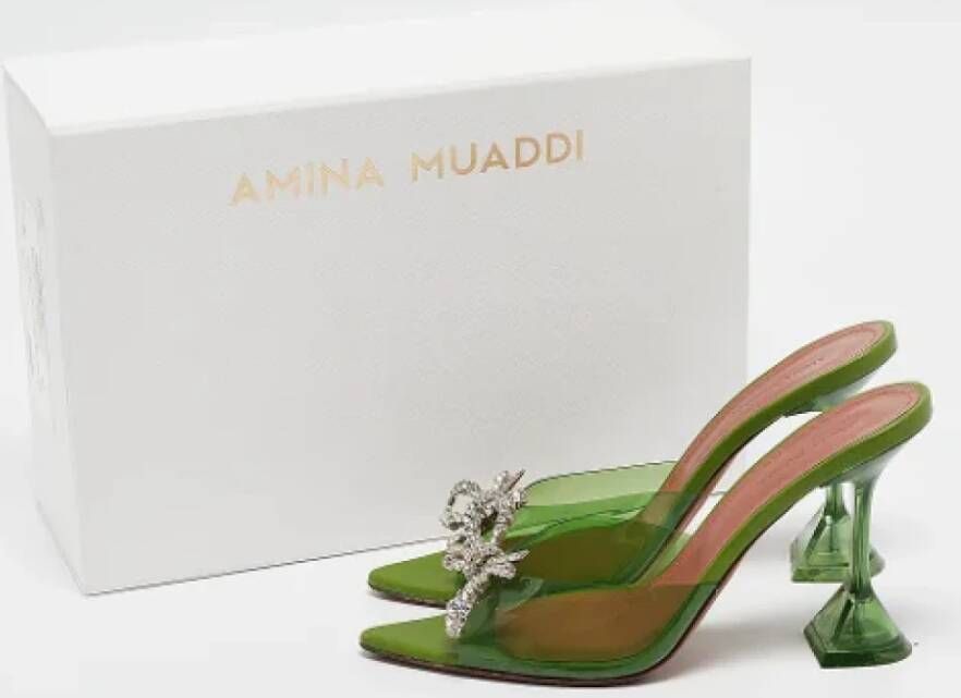 Amina Muaddi Pre-owned Fabric sandals Green Dames