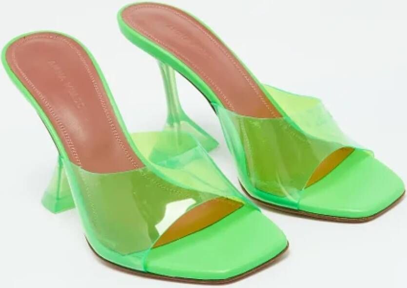 Amina Muaddi Pre-owned Fabric sandals Green Dames