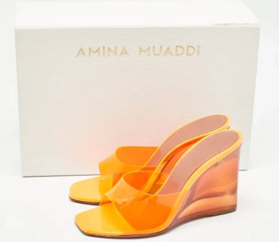 Amina Muaddi Pre-owned Fabric sandals Orange Dames