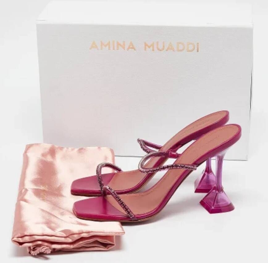 Amina Muaddi Pre-owned Fabric sandals Purple Dames