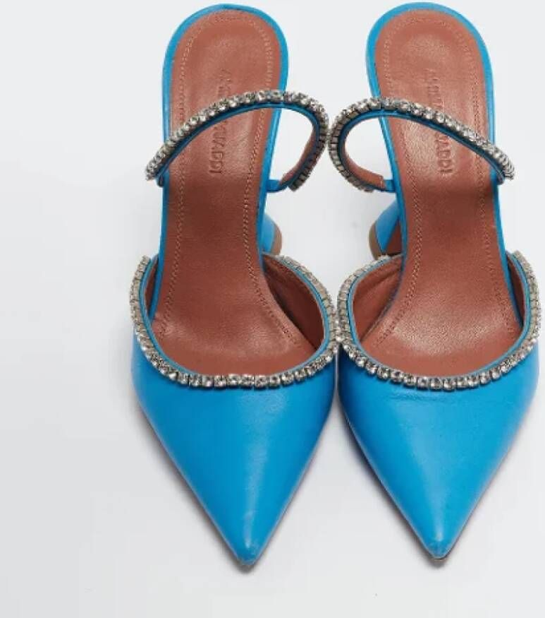 Amina Muaddi Pre-owned Leather heels Blue Dames