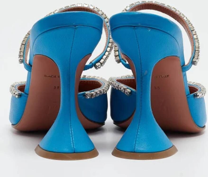 Amina Muaddi Pre-owned Leather heels Blue Dames