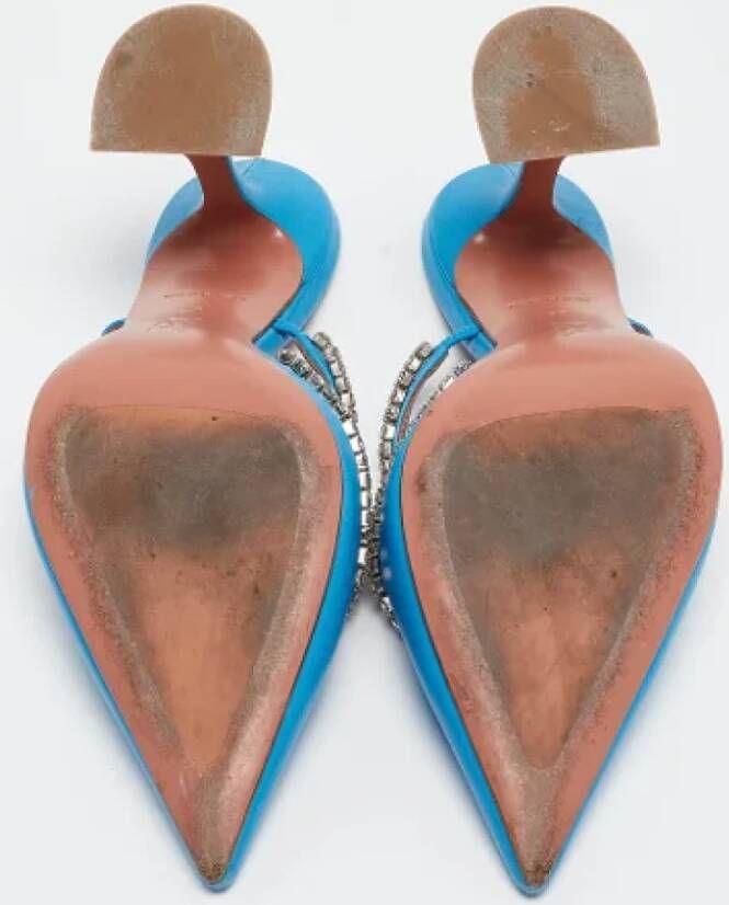 Amina Muaddi Pre-owned Leather heels Blue Dames