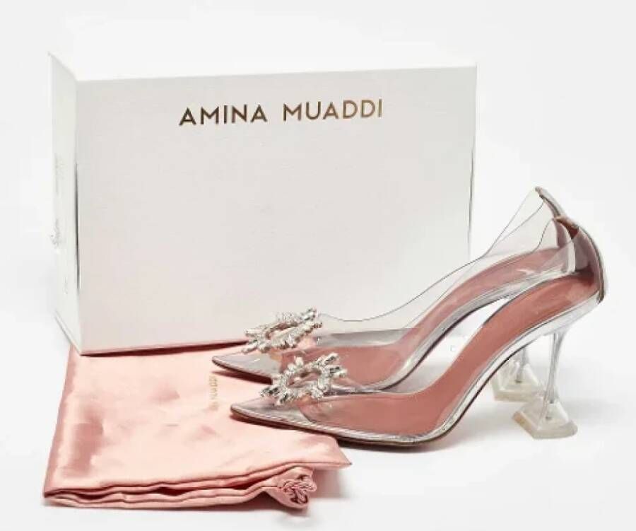 Amina Muaddi Pre-owned Leather heels Gray Dames