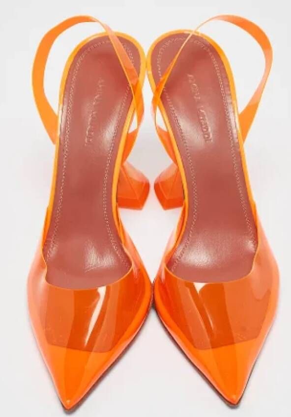 Amina Muaddi Pre-owned Leather heels Orange Dames