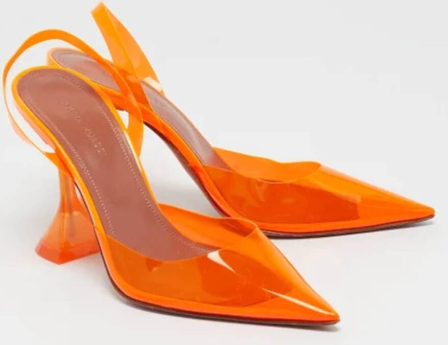 Amina Muaddi Pre-owned Leather heels Orange Dames