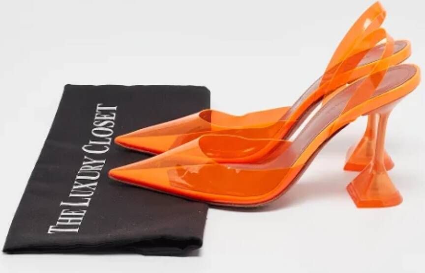 Amina Muaddi Pre-owned Leather heels Orange Dames