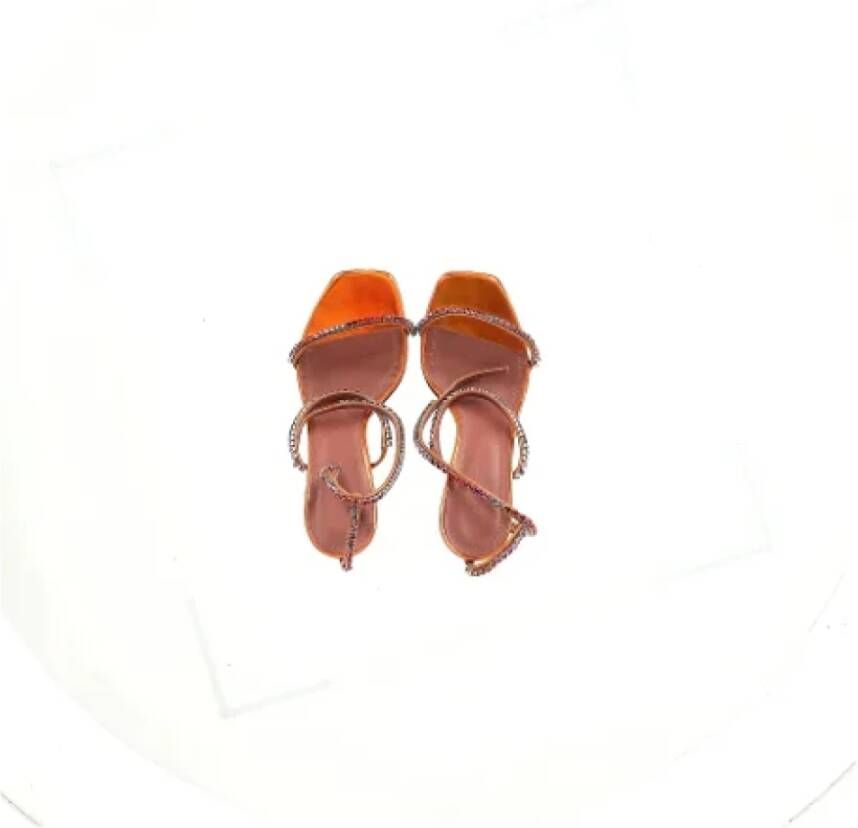 Amina Muaddi Pre-owned Leather heels Orange Dames