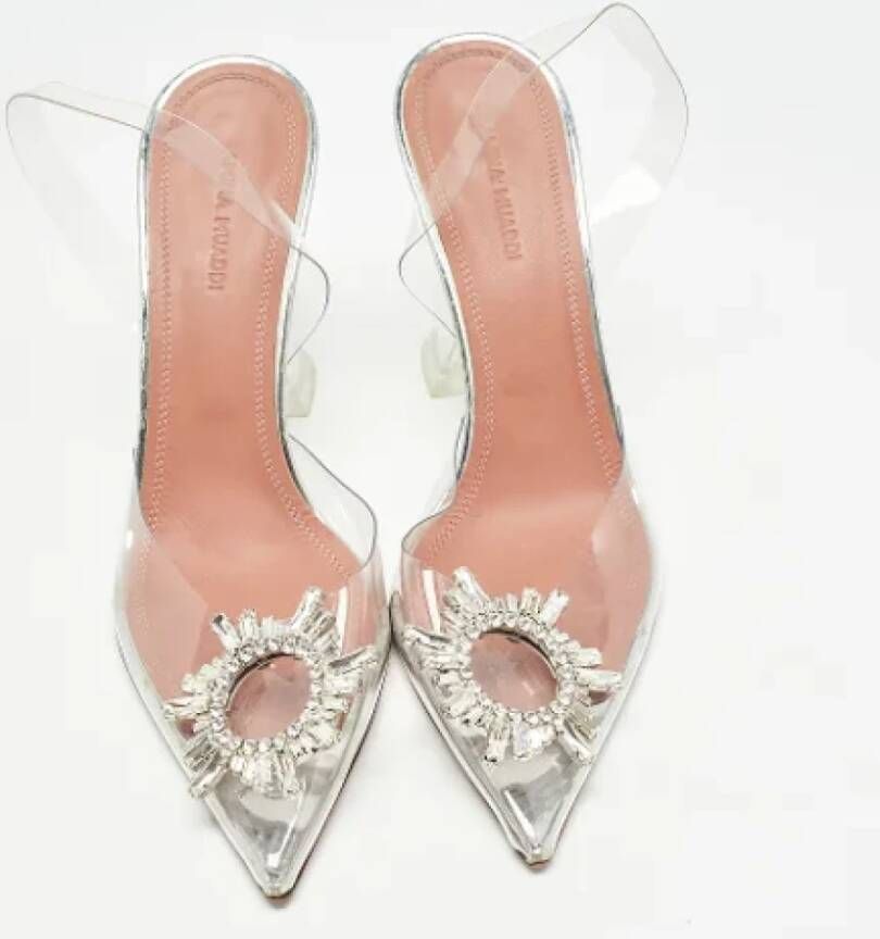 Amina Muaddi Pre-owned Leather heels White Dames