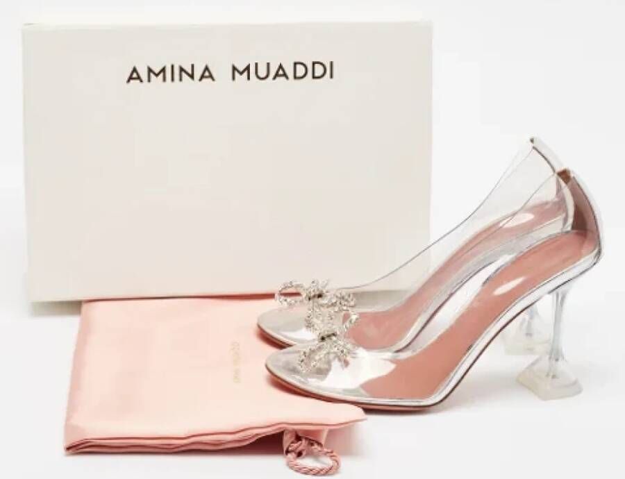 Amina Muaddi Pre-owned Leather heels White Dames