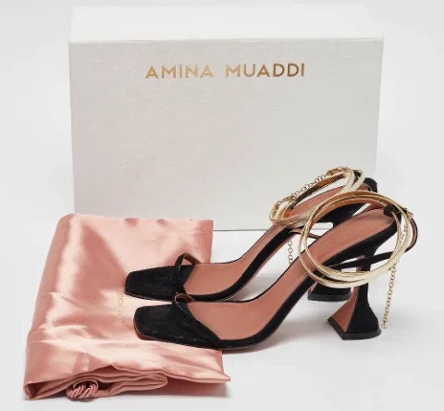 Amina Muaddi Pre-owned Leather sandals Black Dames