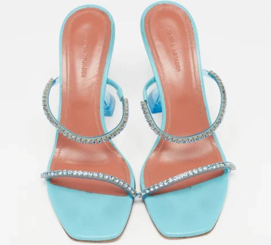 Amina Muaddi Pre-owned Leather sandals Blue Dames