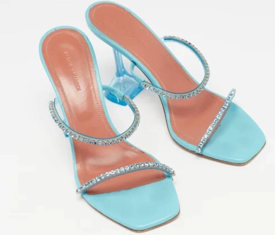 Amina Muaddi Pre-owned Leather sandals Blue Dames