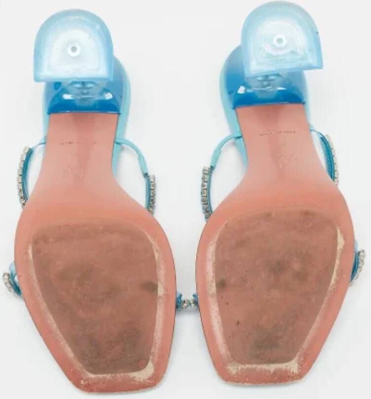 Amina Muaddi Pre-owned Leather sandals Blue Dames