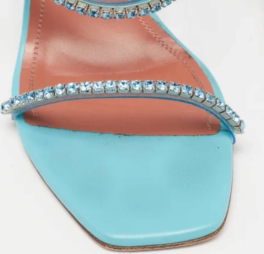 Amina Muaddi Pre-owned Leather sandals Blue Dames