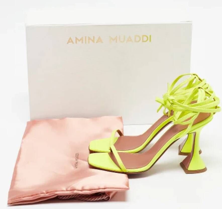 Amina Muaddi Pre-owned Leather sandals Green Dames