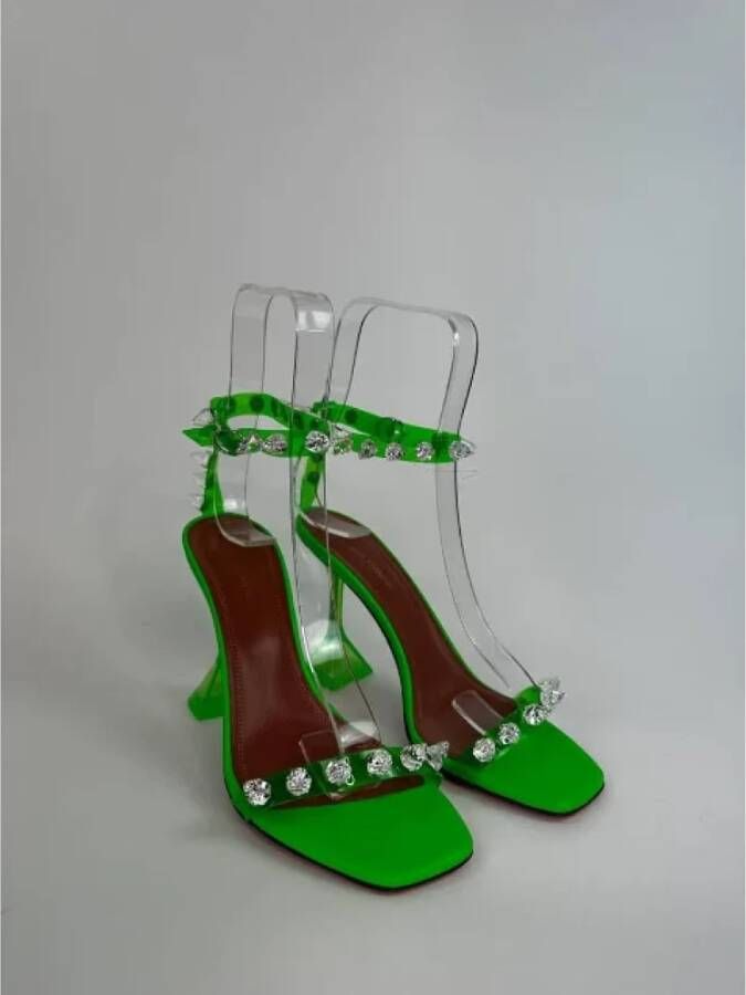 Amina Muaddi Pre-owned Leather sandals Green Dames