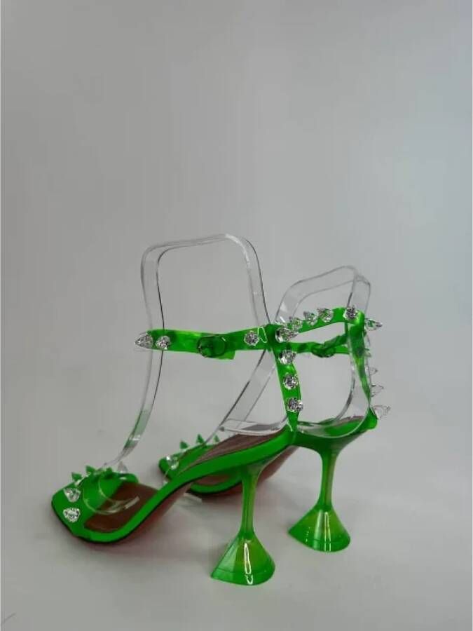 Amina Muaddi Pre-owned Leather sandals Green Dames