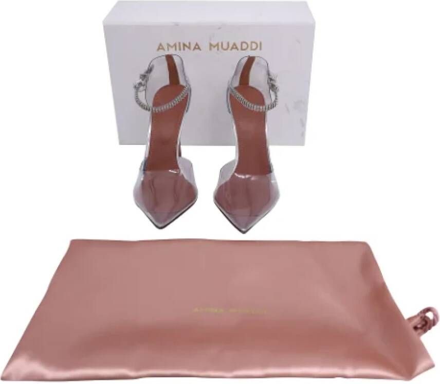 Amina Muaddi Pre-owned Plastic heels Gray Dames