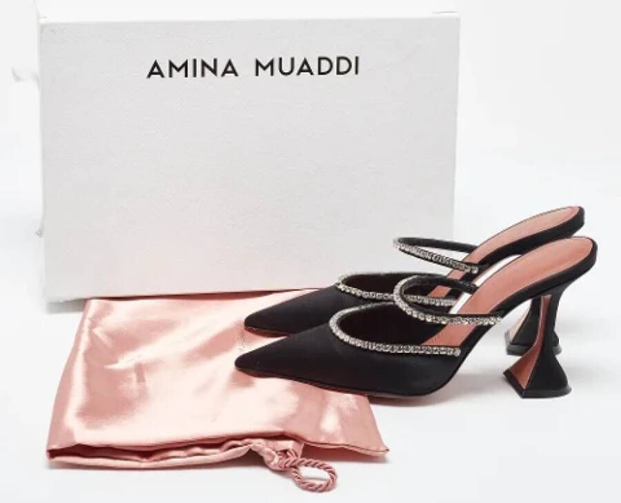 Amina Muaddi Pre-owned Satin heels Black Dames