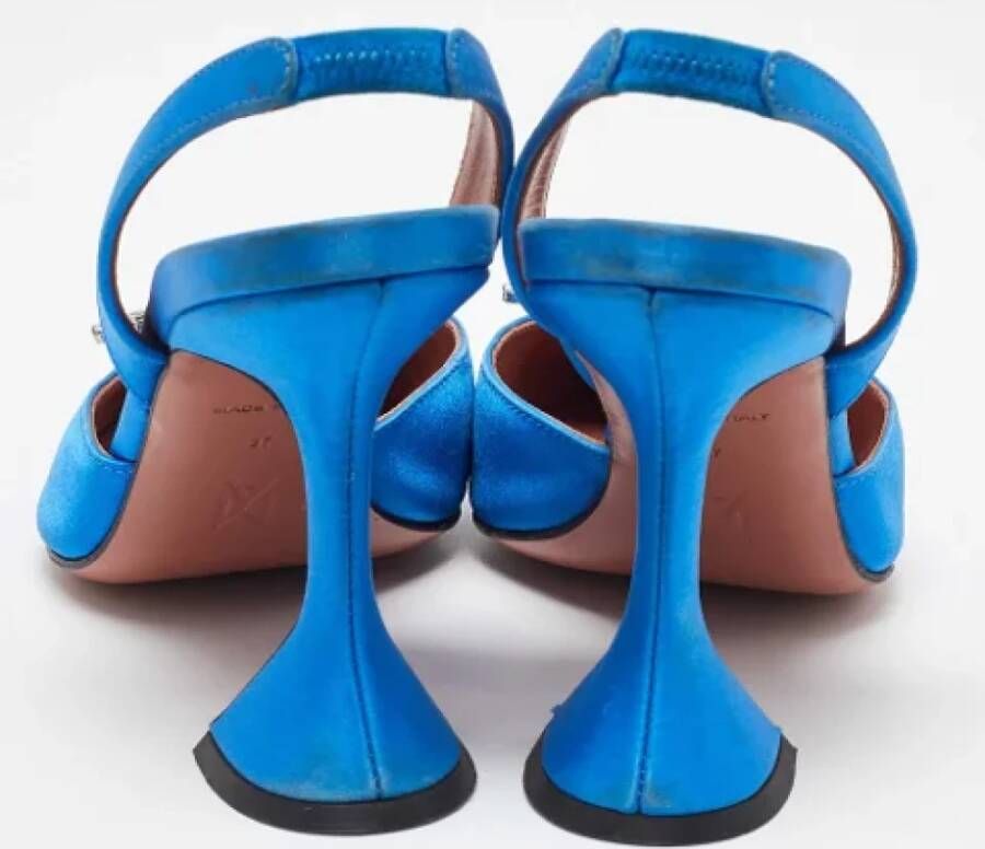 Amina Muaddi Pre-owned Satin heels Blue Dames