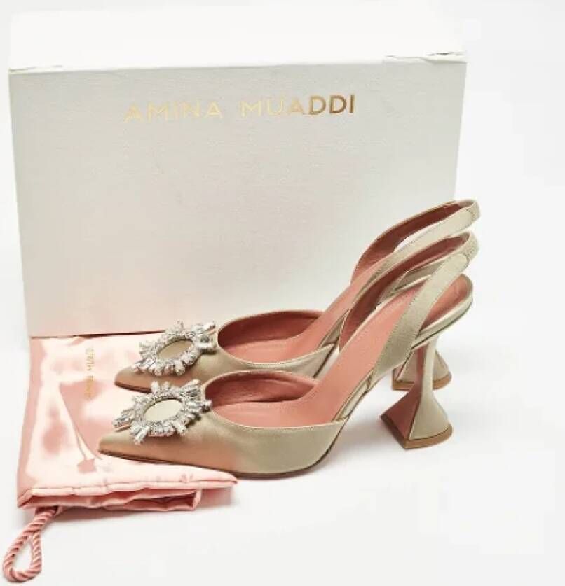 Amina Muaddi Pre-owned Satin heels Gray Dames