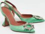 Amina Muaddi Pre-owned Satin heels Green Dames - Thumbnail 4