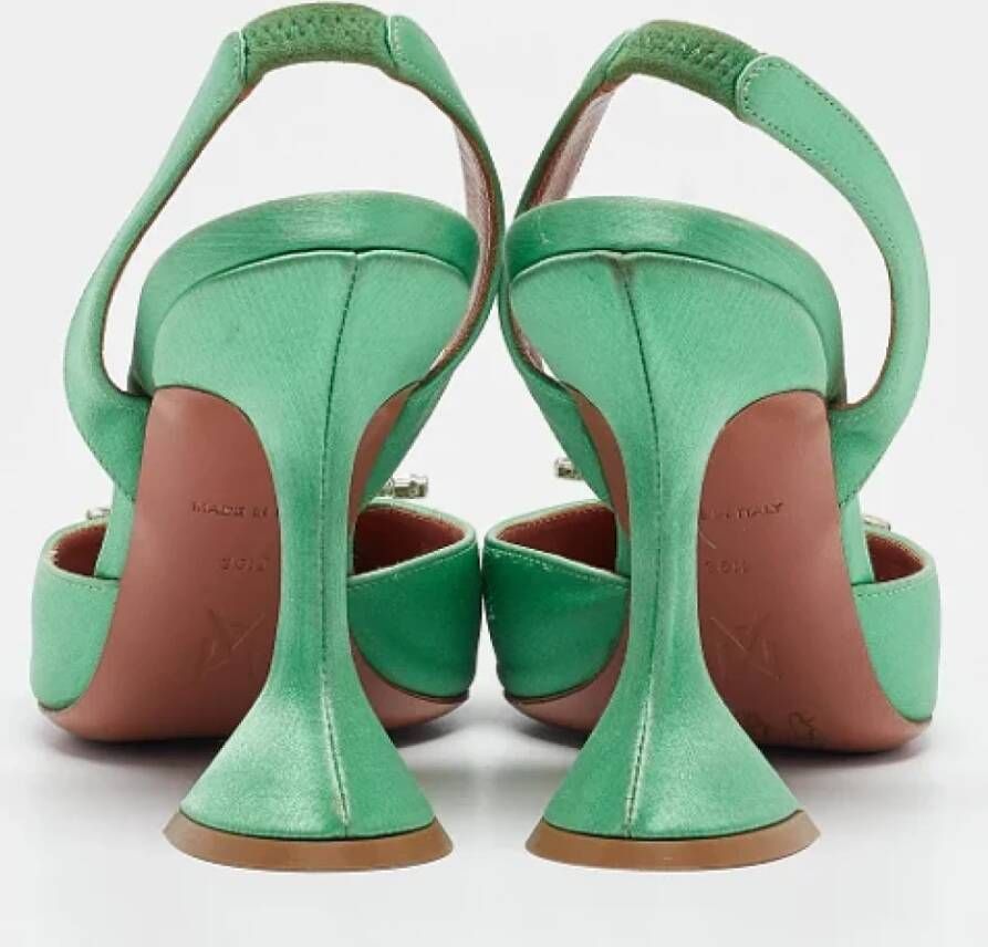 Amina Muaddi Pre-owned Satin heels Green Dames