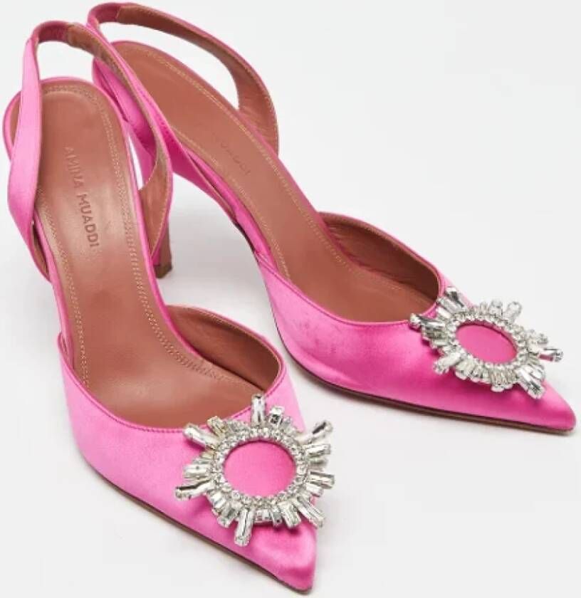 Amina Muaddi Pre-owned Satin heels Pink Dames