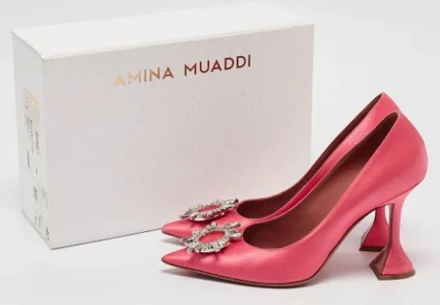 Amina Muaddi Pre-owned Satin heels Pink Dames