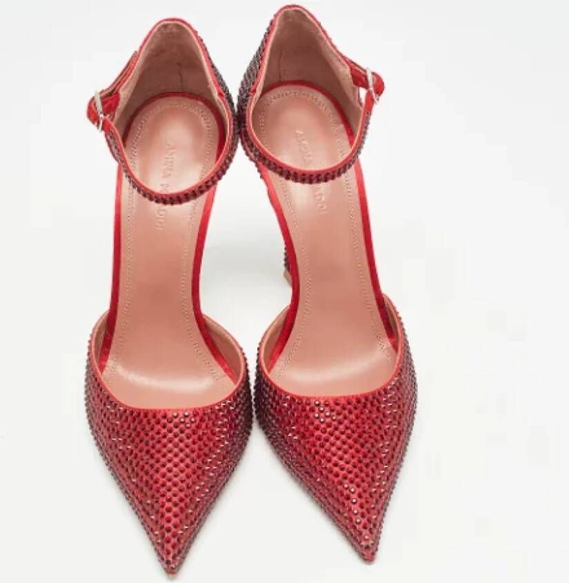 Amina Muaddi Pre-owned Satin heels Red Dames