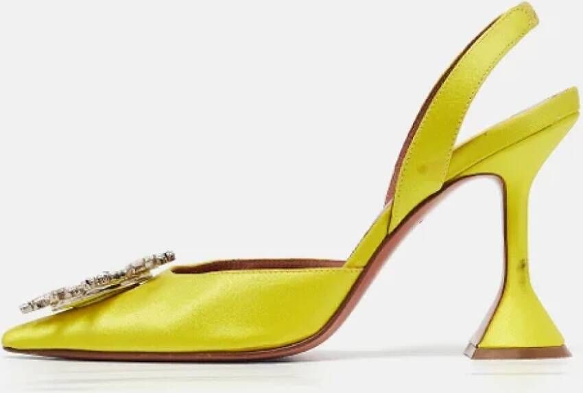 Amina Muaddi Pre-owned Satin heels Yellow Dames