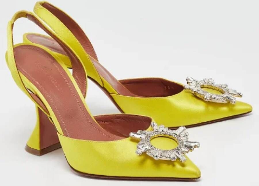 Amina Muaddi Pre-owned Satin heels Yellow Dames